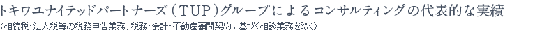 トキワユナイテッドパートナーズグループによるコンサルティングの代表的な実績